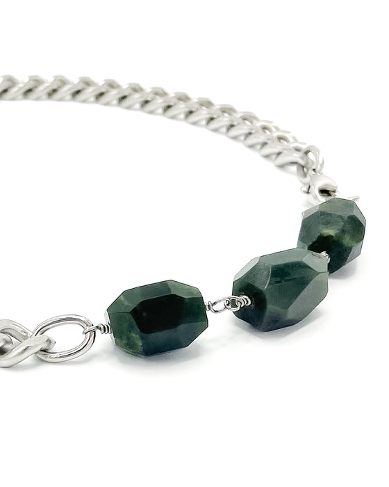 Jade Necklace Stainless Steel Curb Chain