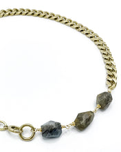 Load image into Gallery viewer, Labradorite Necklace Brass Curb Chain
