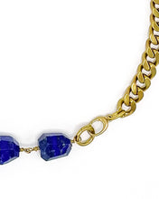 Load image into Gallery viewer, Lapis Necklace Brass Curb Chain
