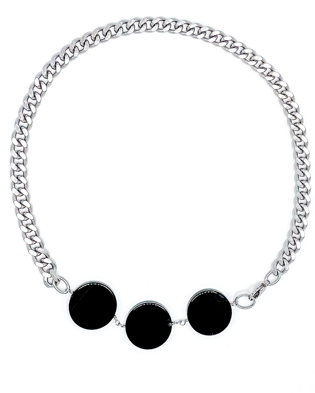 Onyx Necklace Stainless Steel Curb Chain