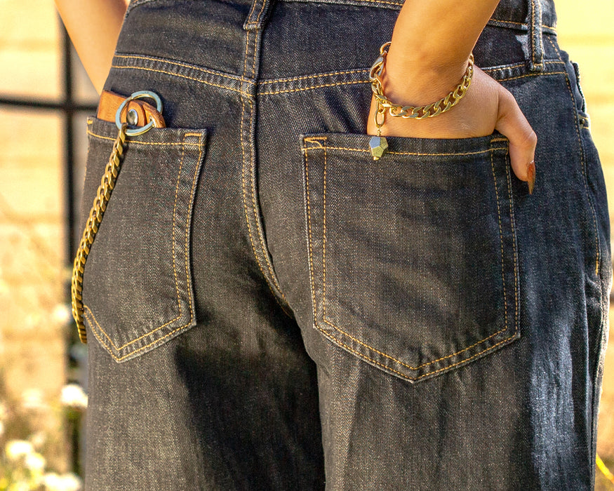 Pyrite Bracelet Brass Curb Chain