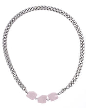Load image into Gallery viewer, Rose Quartz Necklace Stainless Steel Curb Chain
