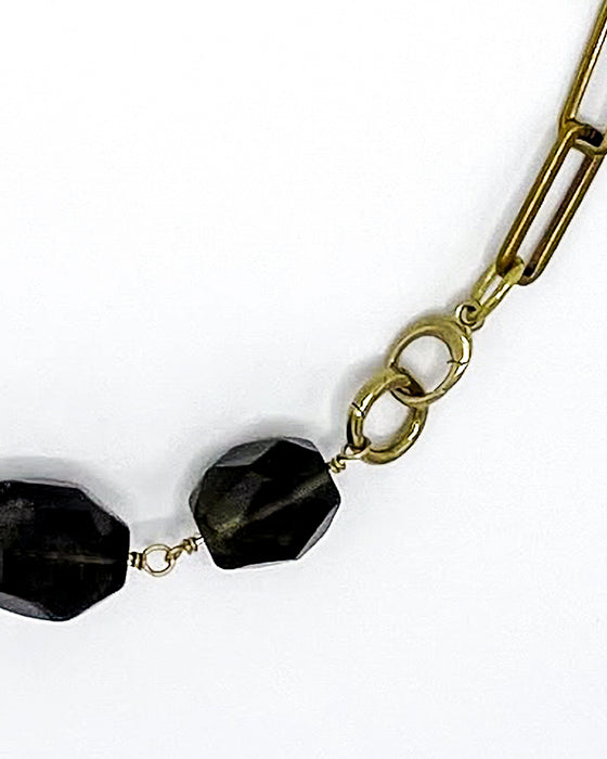 SMOKY QUARTZ PAPER CLIP NECKLACE