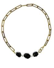 Load image into Gallery viewer, Smoky Quartz Necklace Brass Paper Clip Chain
