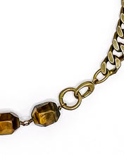 Load image into Gallery viewer, Tiger&#39;s Eye Necklace Brass Curb Chain
