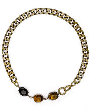 Load image into Gallery viewer, Tiger&#39;s Eye Necklace Brass Curb Chain
