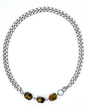 Load image into Gallery viewer, Tiger&#39;s Eye Necklace Stainless Steel Curb Chain
