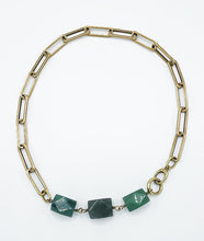 Load image into Gallery viewer, Aventurine Necklace Brass Paper Clip Chain
