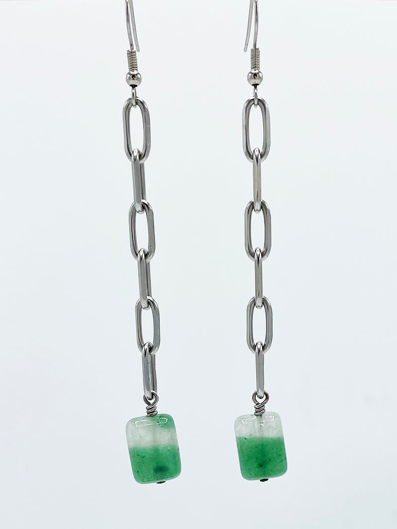 Aventurine Earrings Stainless Steel