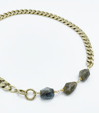 Load image into Gallery viewer, Labradorite Necklace Brass Curb Chain
