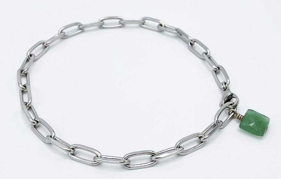 Aventurine Anklet Stainless Steel Chain