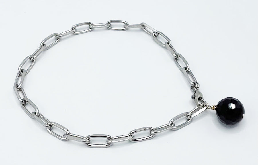 Garnet Anklet Stainless Steel Chain