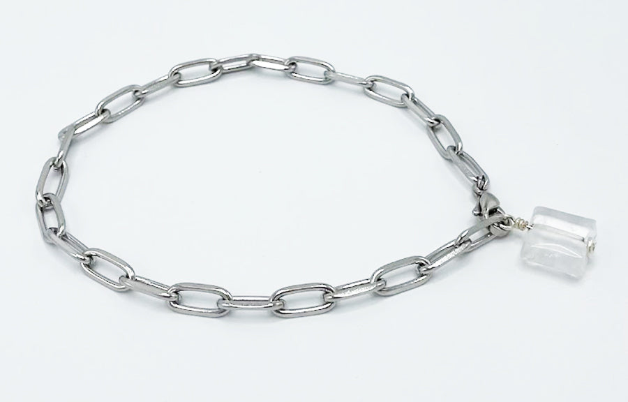 Quartz Crystal Anklet Stainless Steel Chain