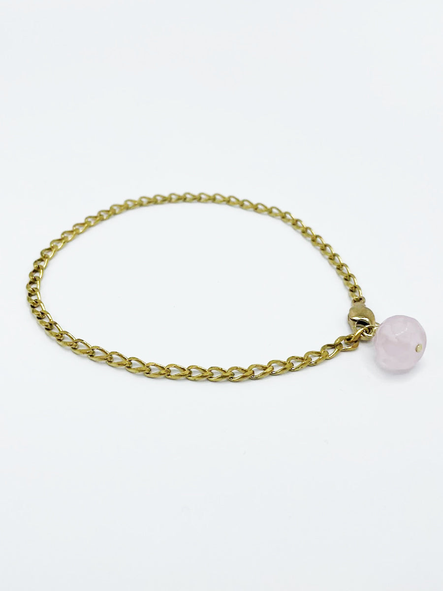 Rose Quartz Anklet Brass Chain