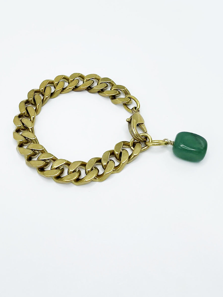 Aventurine Bracelet Brass Curb Chain