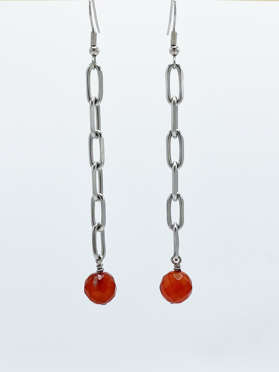 Carnelian Earrings Stainless Steel