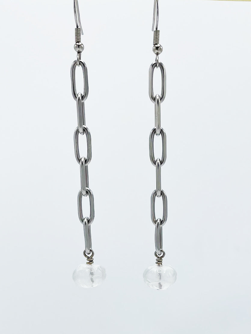 Quartz Crystal Earrings Stainless Steel