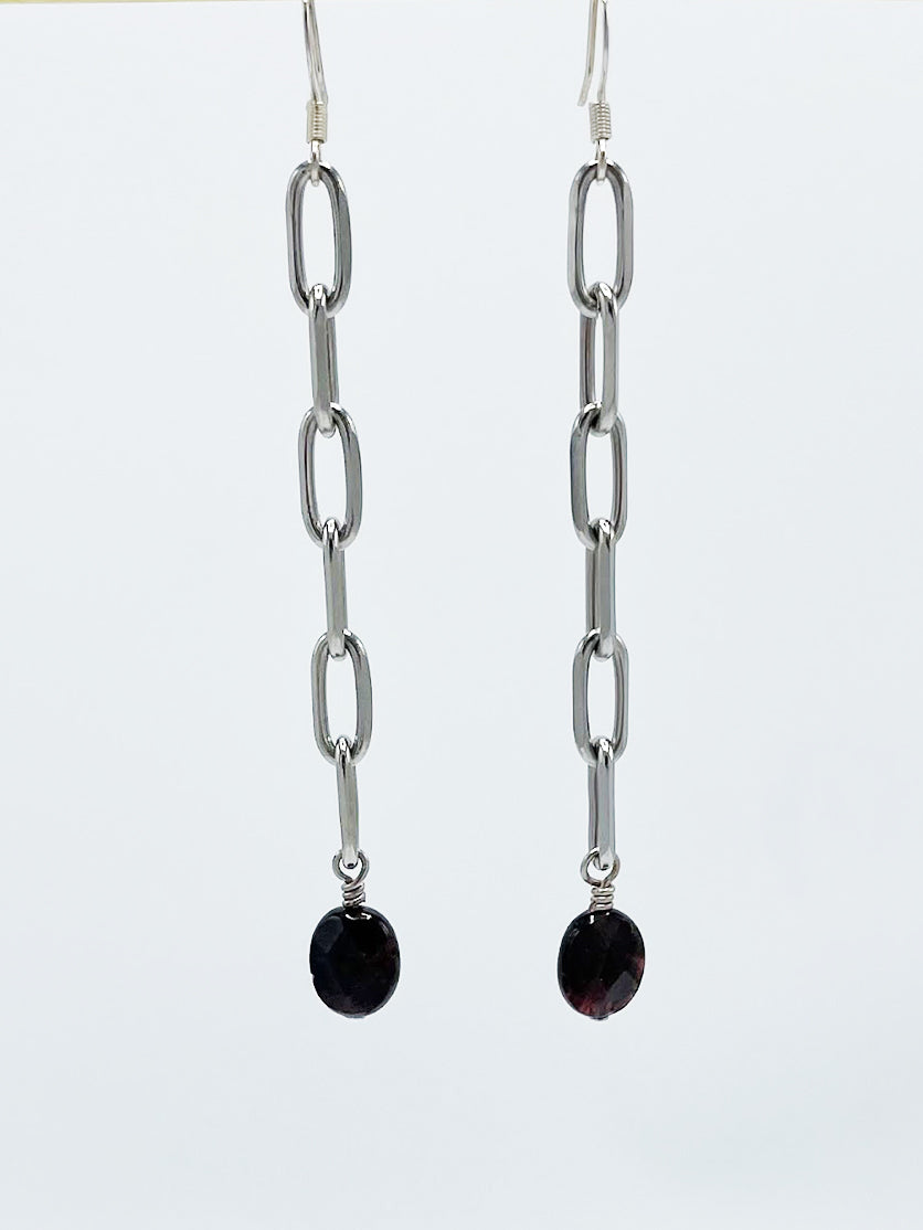 Garnet Earrings Stainless Steel