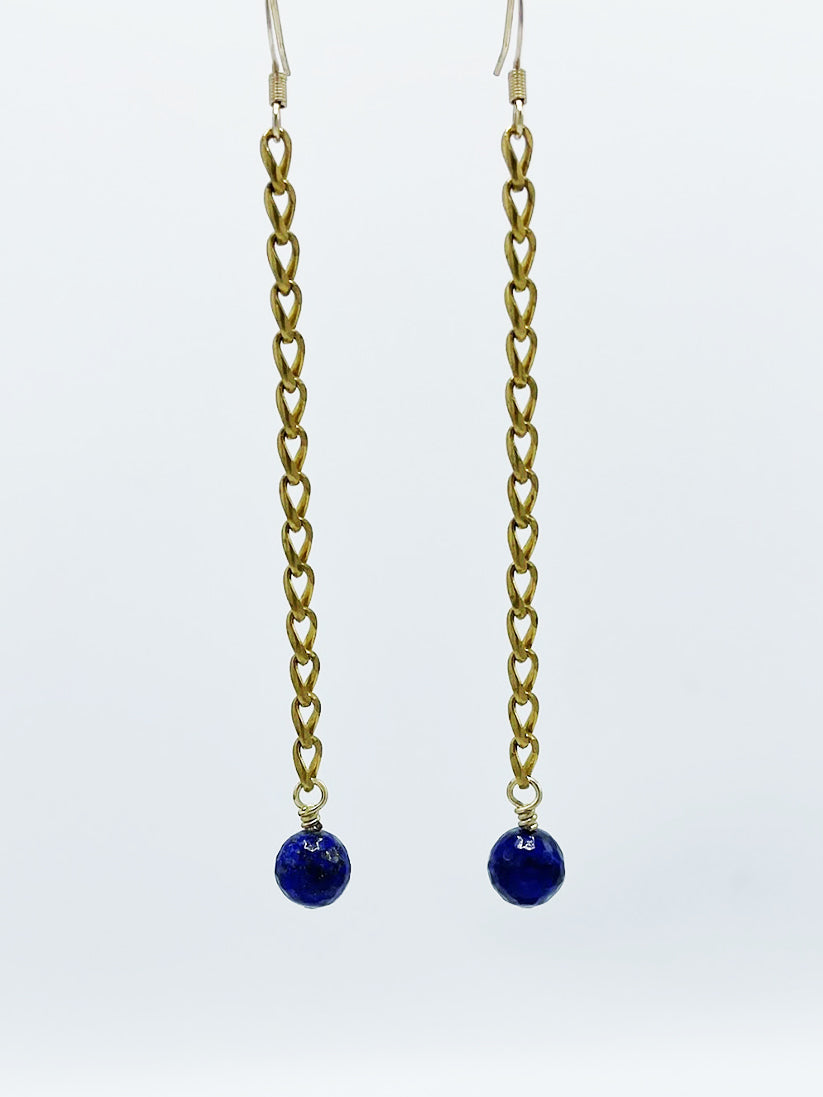 Lapis Earrings Brass