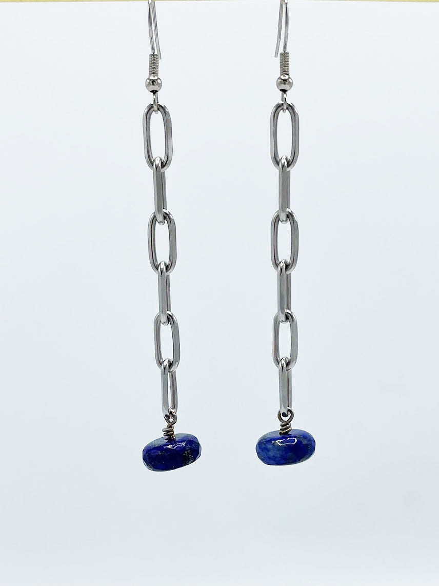 Lapis Earrings Stainless Steel