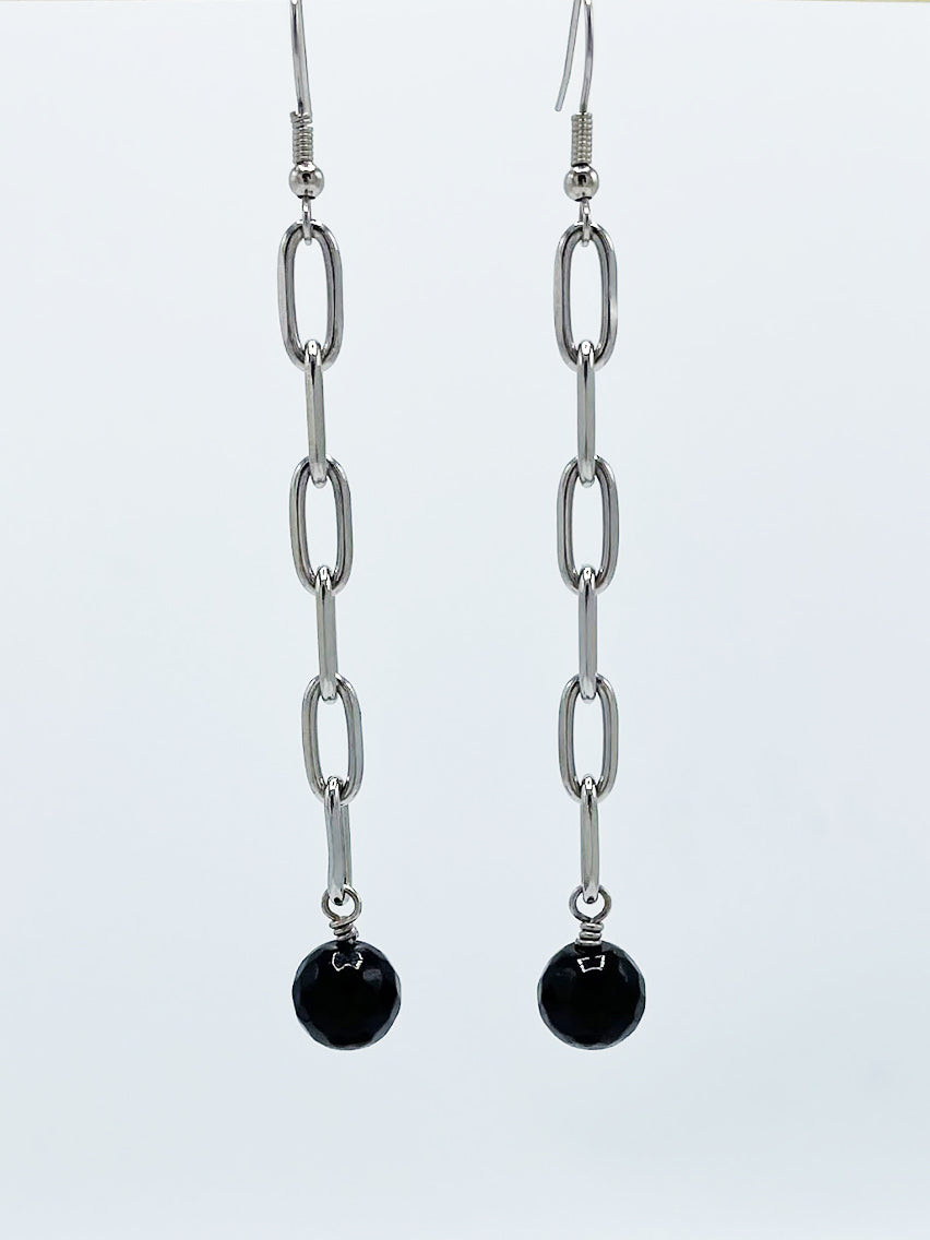 Onyx Earrings Stainless Steel