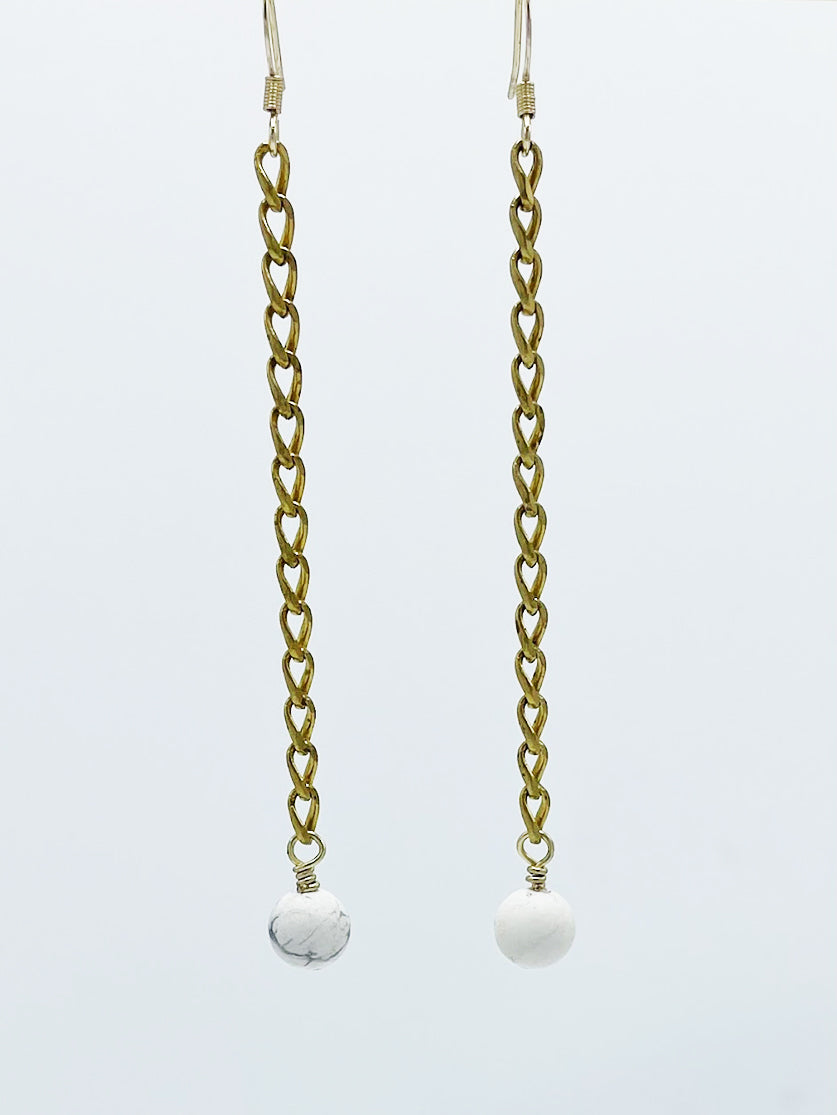 Howlite Earrings Brass