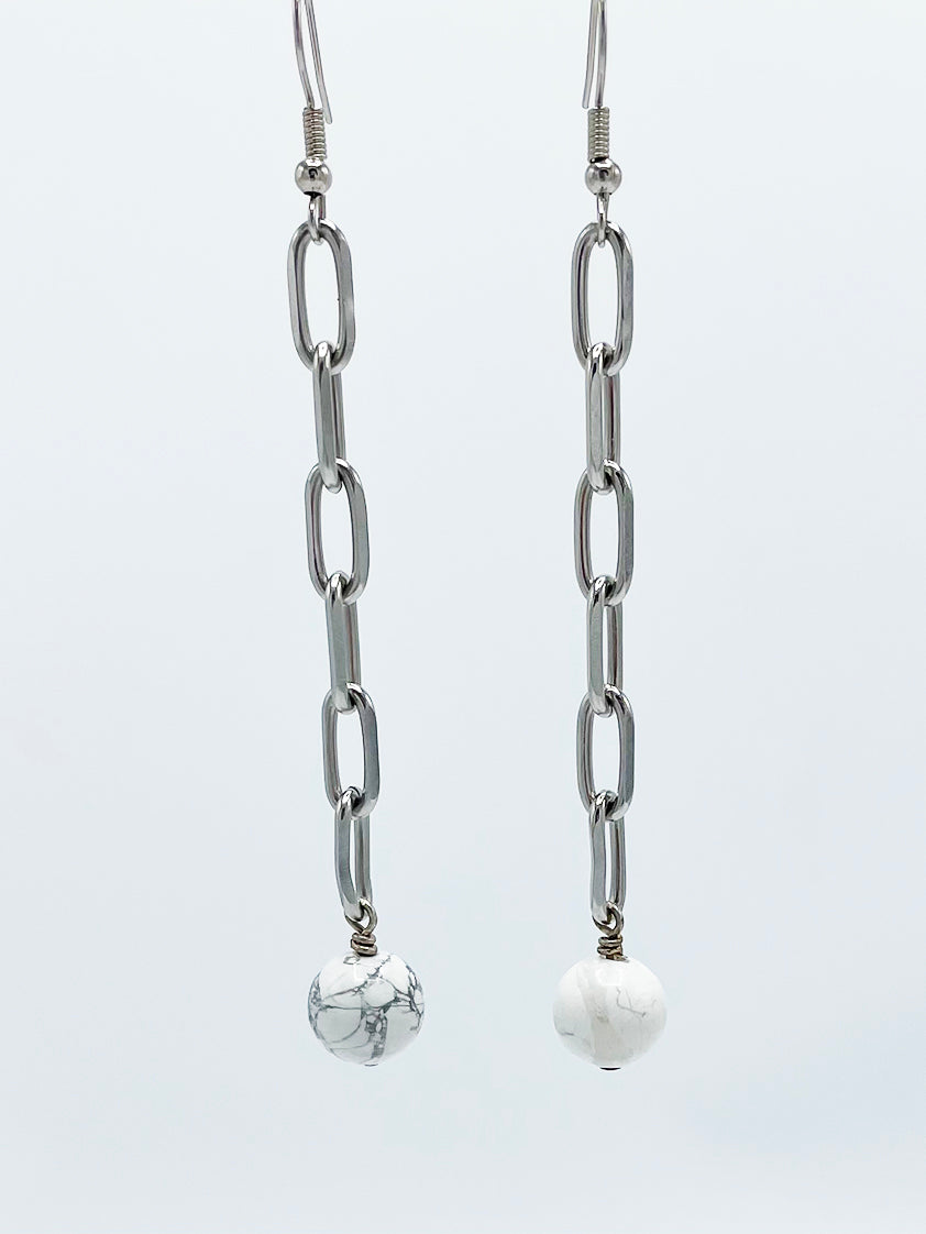 Howlite Earrings Stainless Steel