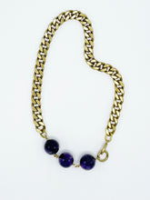 Load image into Gallery viewer, Amethyst Necklace Brass Curb Chain
