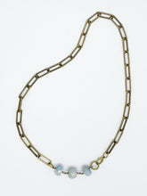 Load image into Gallery viewer, Aquamarine Necklace Brass Paper Clip Chain
