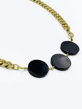 Load image into Gallery viewer, Onyx Necklace Brass Curb Chain
