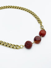 Load image into Gallery viewer, Carnelian Necklace Brass Curb Chain
