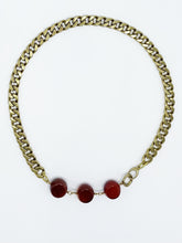 Load image into Gallery viewer, Carnelian Necklace Brass Curb Chain
