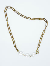 Load image into Gallery viewer, Quartz Crystal Necklace Brass Paper Clip Chain
