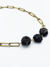 Load image into Gallery viewer, Garnet Necklace Brass Paper Clip Chain
