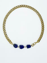 Load image into Gallery viewer, Lapis Necklace Brass Curb Chain
