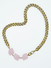 Load image into Gallery viewer, Rose Quartz Necklace Brass Curb Chain
