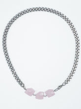 Load image into Gallery viewer, Rose Quartz Necklace Stainless Steel Curb Chain
