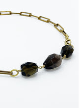 Load image into Gallery viewer, Smoky Quartz Necklace Brass Paper Clip Chain
