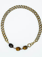 Load image into Gallery viewer, Tiger&#39;s Eye Necklace Brass Curb Chain
